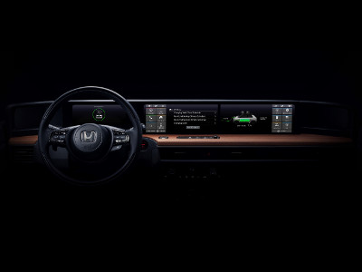 The dashboard of the new Honda E Prototype