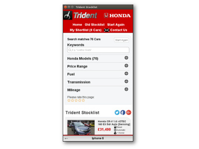 New Trident Honda Stocklist