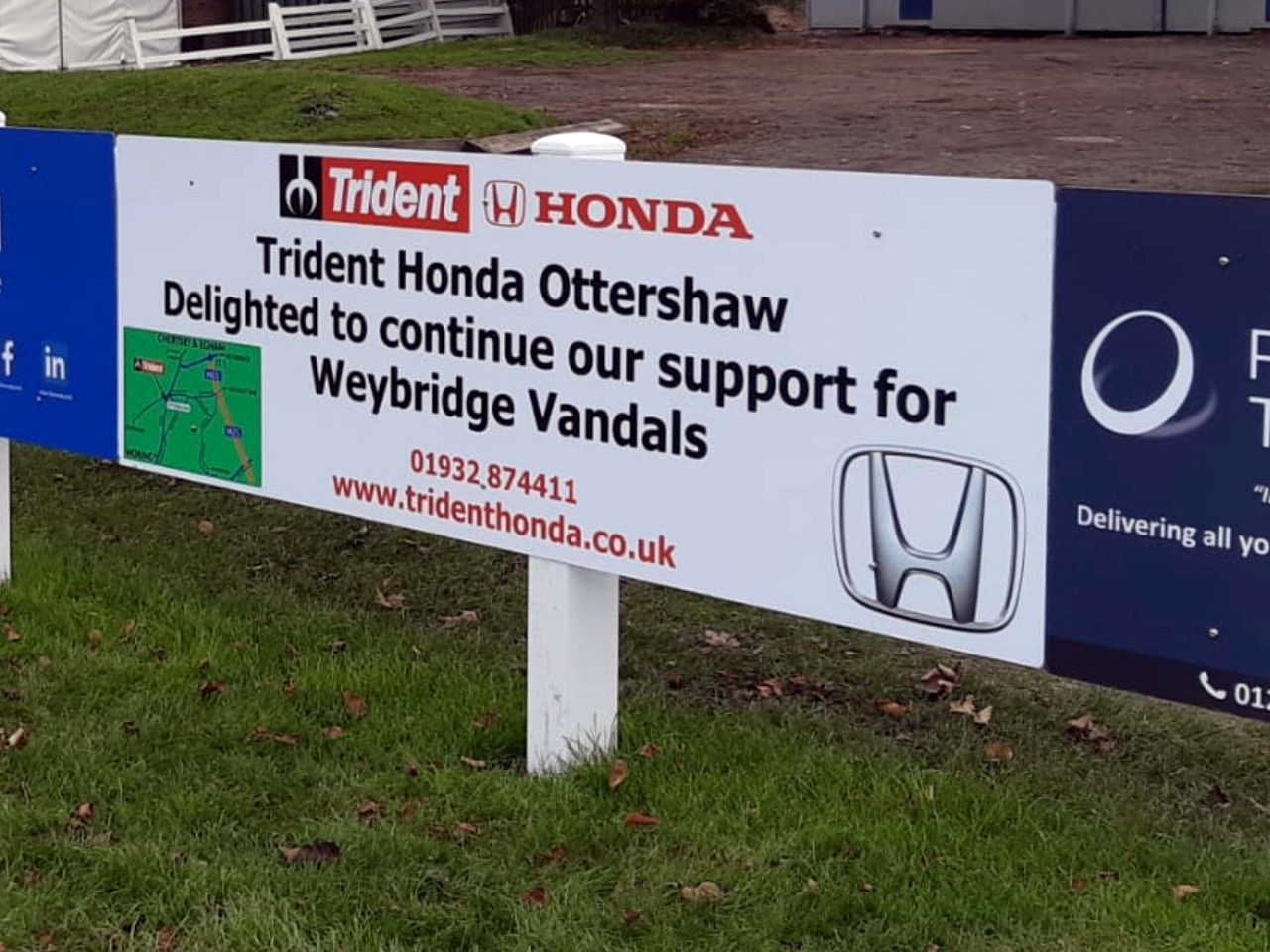 Trident Honda extends sponsorship of Weybridge Vandals to include a large pitch-side banner