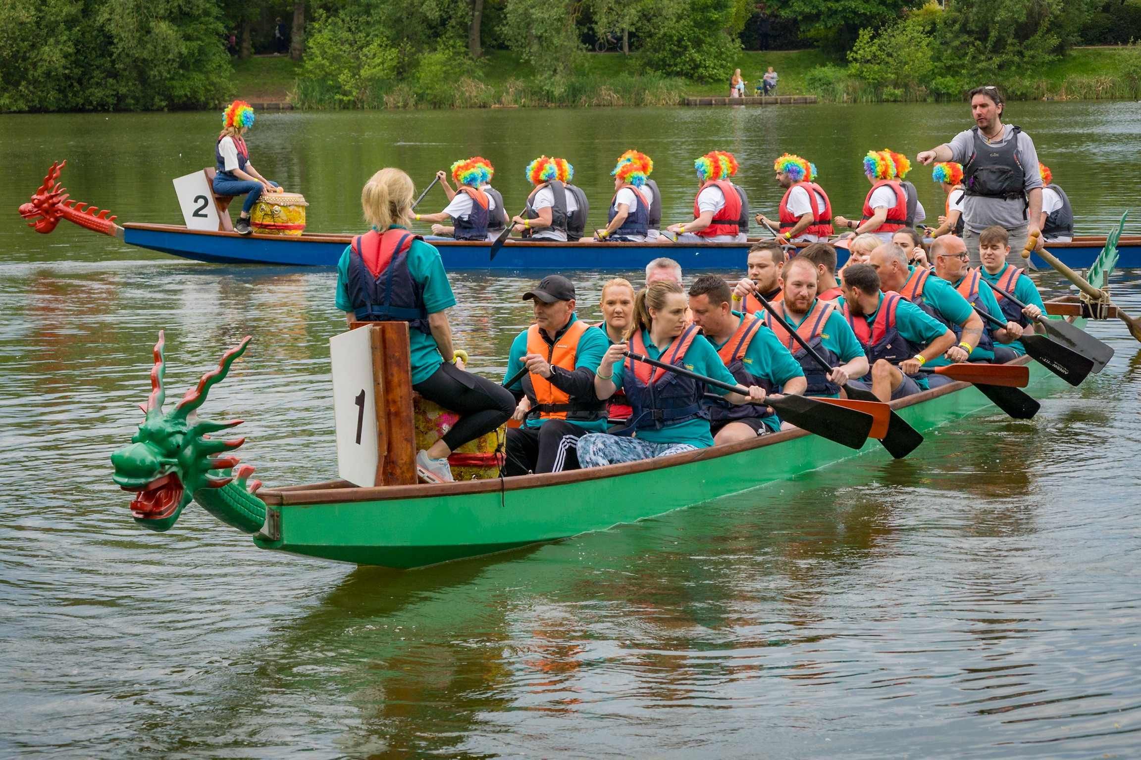 The Trident Otters in their Dragon Boat